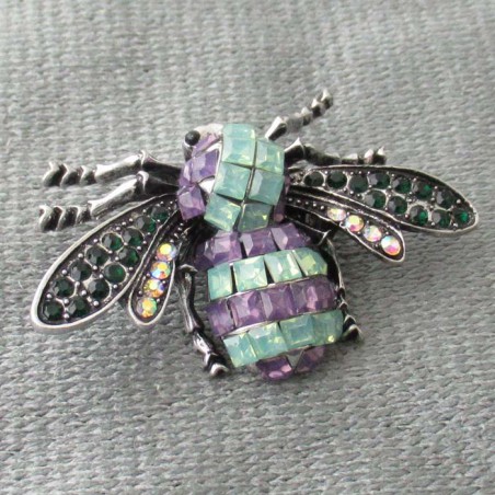 Broschen, Biene, antik silberfarben plattiert mit Strass, ca. 45x32mm