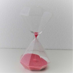 Glassanduhr 3 Min. 10 cm  Rosa, Achteckig