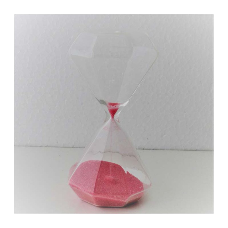 Glassanduhr 3 Min. 10 cm  Rosa, Achteckig