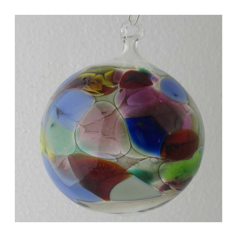 Glas Kröselkugel 80mm bunt zum hängen