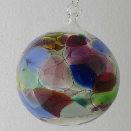 Glas Kröselkugel 80mm bunt zum hängen