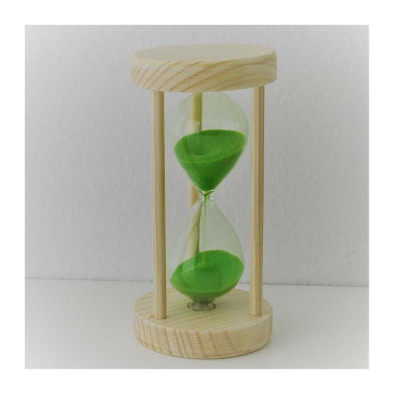 Sanduhr 3 Min. 10 cm Grün, Tannenholz rund