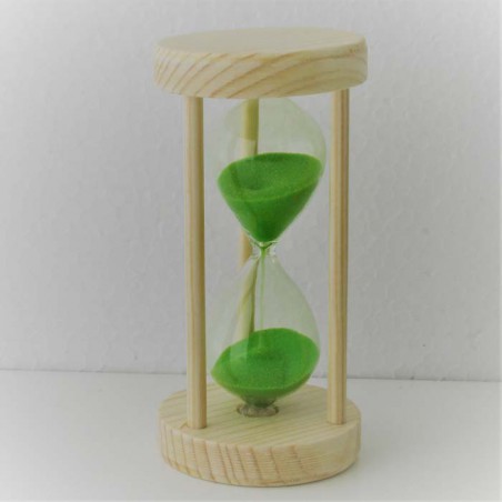 Sanduhr 3 Min. 10 cm Grün, Tannenholz rund