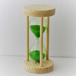Sanduhr 3 Min. 10 cm Grün, Tannenholz rund
