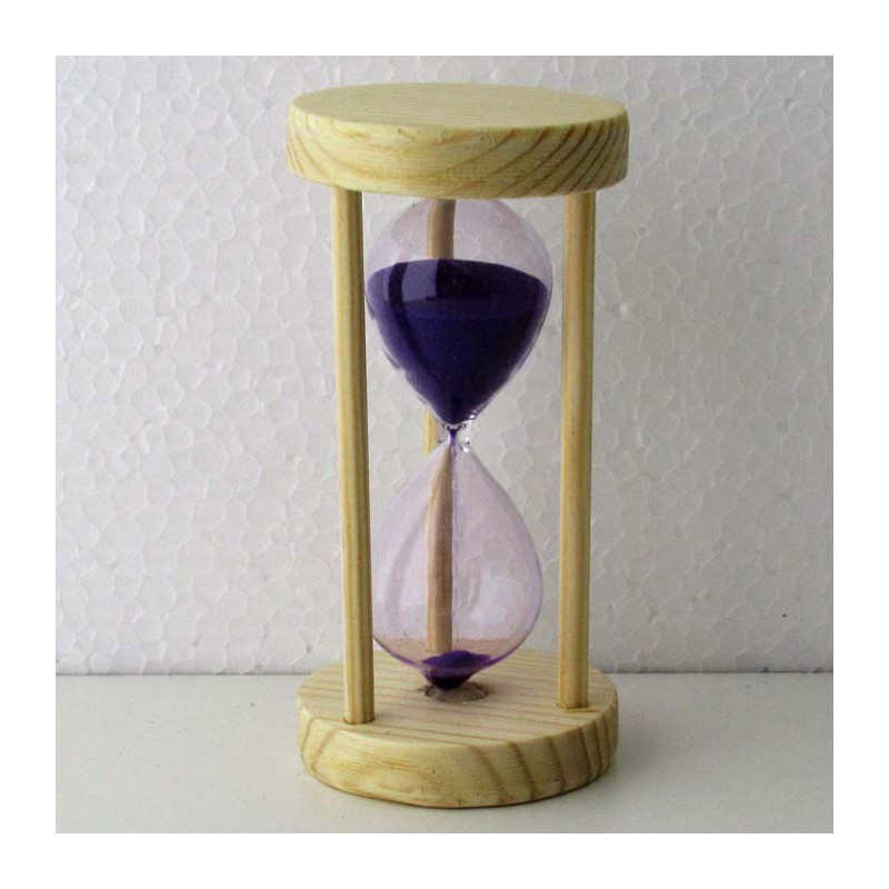 Sanduhr 5 Min. Lilla, 10 cm Tannenholz rund