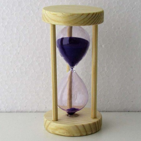 Sanduhr 5 Min. Lilla, 10 cm Tannenholz rund