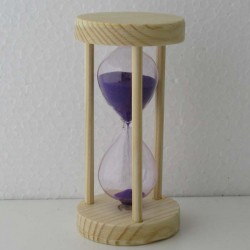Sanduhr 5 Min. Lilla, 10 cm Tannenholz rund
