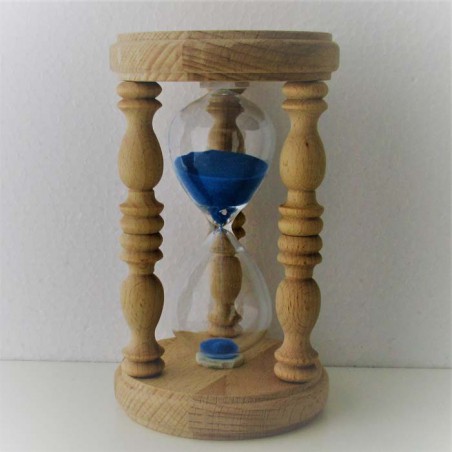 Sanduhr 5min 16cm Blau, mit 3 gedrechselter Säulen