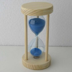 Sanduhr 10 Min. 10 cm Blau, Tannenholz rund