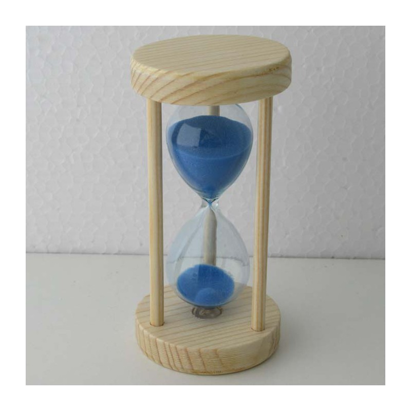 Sanduhr 10 Min. 10 cm Blau, Tannenholz rund Sanduhr 10 Min. 10 cm Blau, Tannenholz rund
