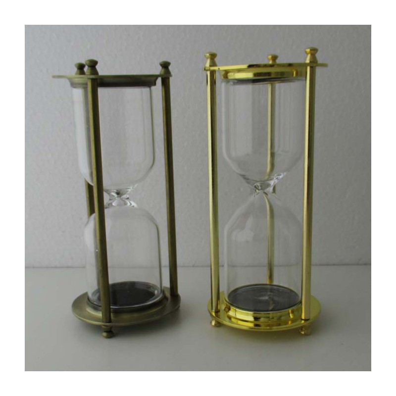 Sanduhren -4 min. 16 cm zum selber füllen mit eigenem Sand Zylinderform Glassanduhr mit Metalgestell