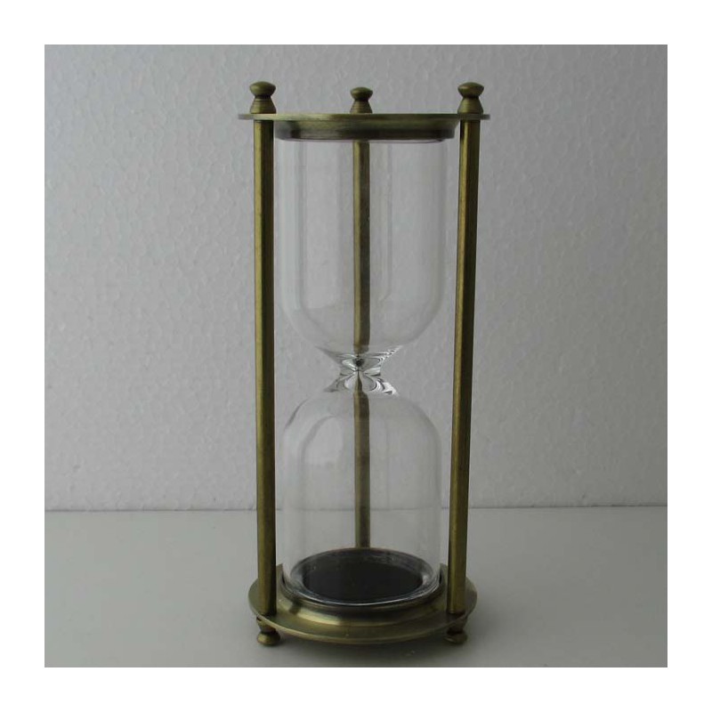 Sanduhren -4 min. 16 cm zum selber füllen mit eigenem Sand Zylinderform Glassanduhr mit Metalgestell