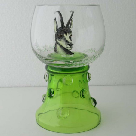 Römerglas 14.5cm ziseliert mit Steinbock bemalt