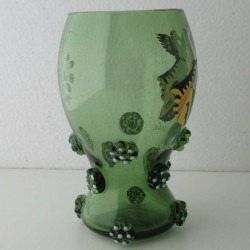 Römerglas 14cm mit Wappen Schilder bemalt Anno 1860