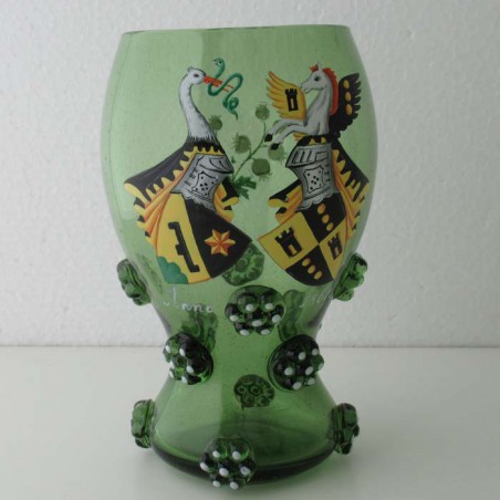 Römerglas 14cm mit Wappen Schilder bemalt Anno 1860