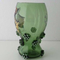 Römerglas 14cm mit Wappen Schilder bemalt Anno 1860