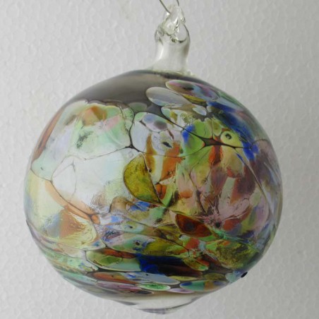 Glas Kröselkugel 100 mm bunt zum hängen