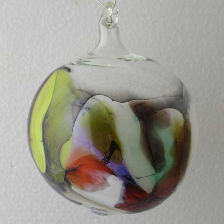 Glas Kröselkugel 100 mm bunt zum hängen