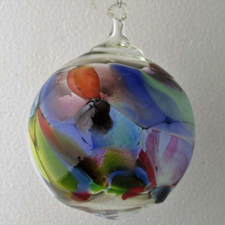 Glas Kröselkugel 110 mm bunt zum hängen