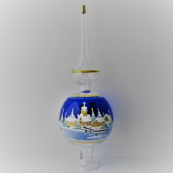 Glas Baumspitze 240 x 80 mm Winterlandschaft mit Goldrand