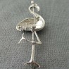 Brosche Flamingo Emaile bunt Zinklegierung, plattiert silbern mit Strass und Perle
