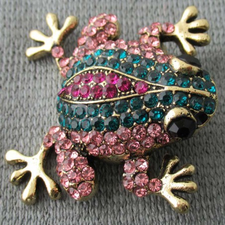 Frosch Brosche und Anhänger funkelnden vollen Strass vergoldet