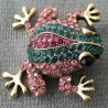 Frosch Brosche und Anhänger funkelnden vollen Strass vergoldet