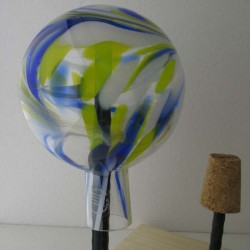 Glas-Gartenkugel 15cm transparent blau -gelb- weiss verdreht Glas