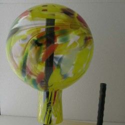 Glas-Gartenkugel 15cm transparent gelb - bunt Glas