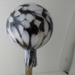 Glas-Gartenkugel 15cm transparent schwarz - weiss Glas