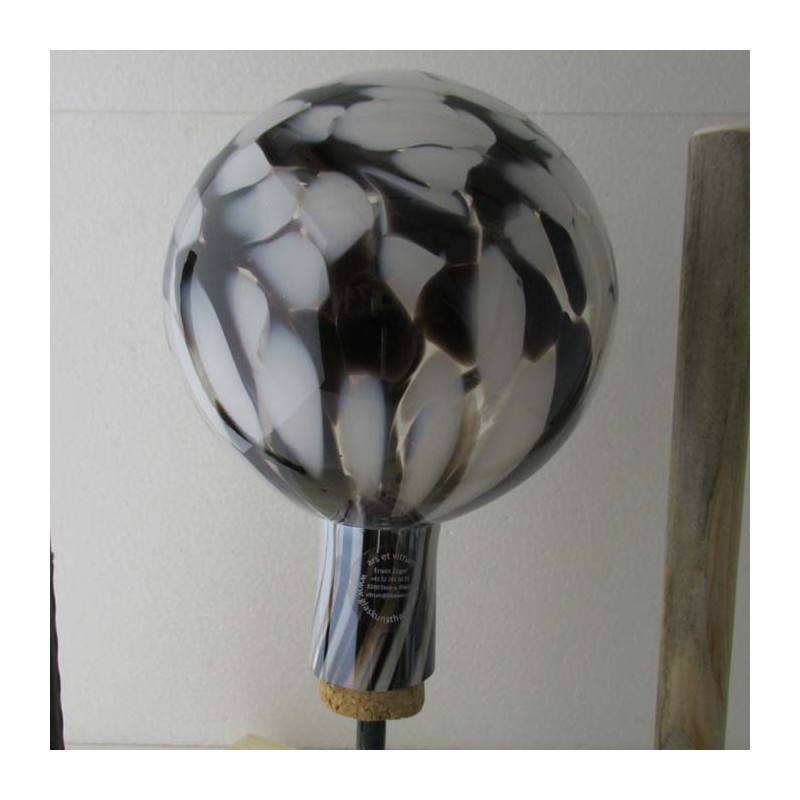 Glas-Gartenkugel 15cm transparent schwarz - weiss Glas