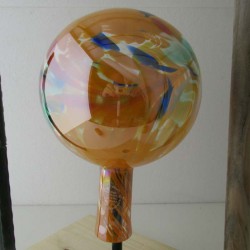 Glas-Gartenkugel 15cm transparent orange - bunt Glas