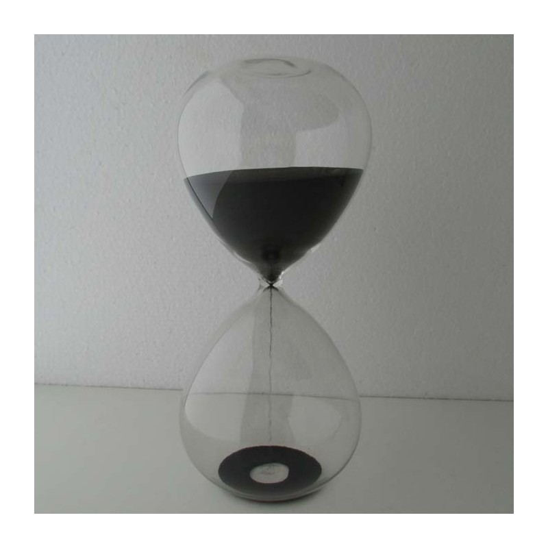 Glas-Sanduhr 60 Min. 24cm Schwarz, Glas Sand