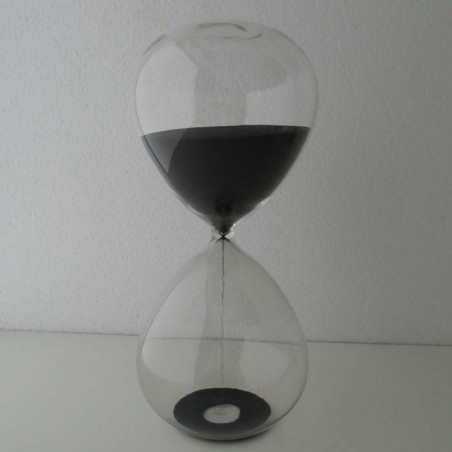 Glas-Sanduhr 60 Min. 24cm Schwarz, Glas Sand