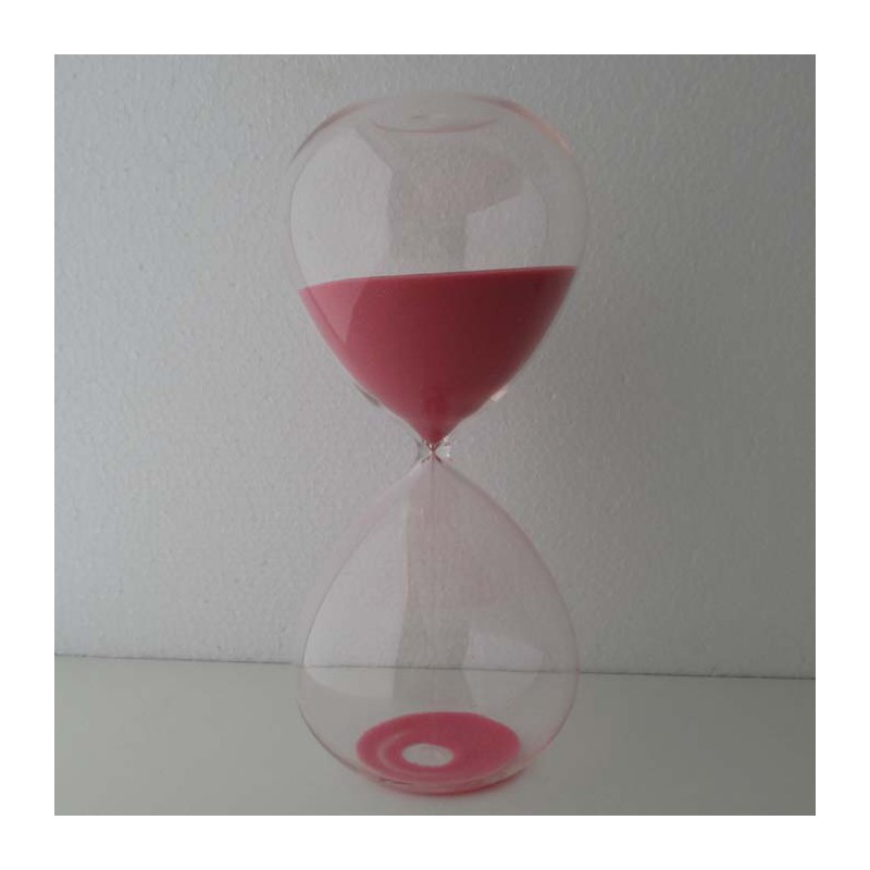 Glas-Sanduhr 60 Min. 24cm Rosa, Glas Sand