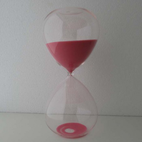 Glas-Sanduhr 60 Min. 24cm Rosa, Glas Sand