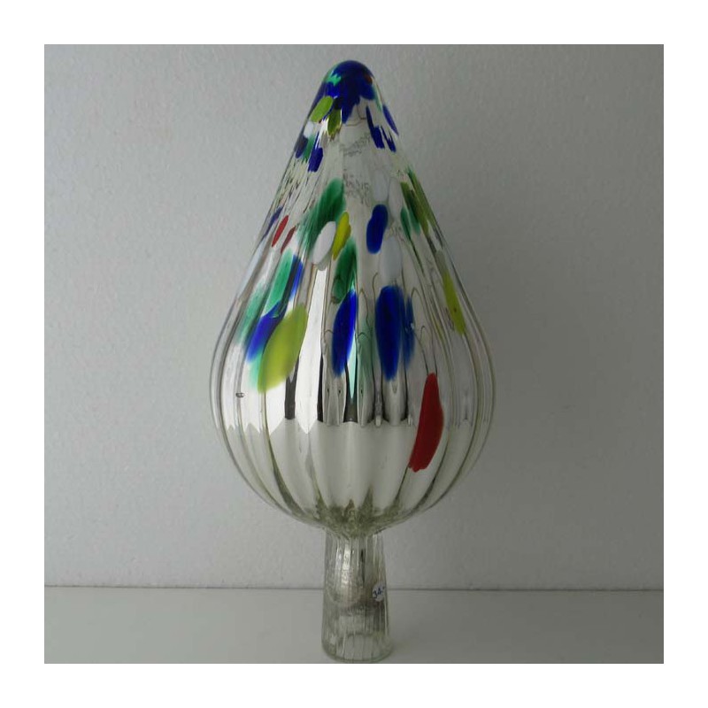 Glas Rosenkugel 14cm  konisch Silber140 x 280 mm