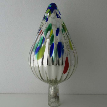 Glas Rosenkugel 14cm  konisch Silber140 x 280 mm