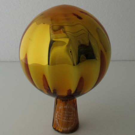 Glas Rosenkugel  9 cm  Gelb mit optischen Streifen Glas
