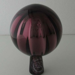 Glas Rosenkugel  9 cm  Lila mit optischen Streifen