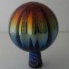 Glas Rosenkugel  9 cm Blau-Rot mit optischen Streifen Glas