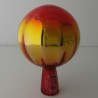 Glas Rosenkugel  9 cm  Rot-Gelb mit optischen Streifen