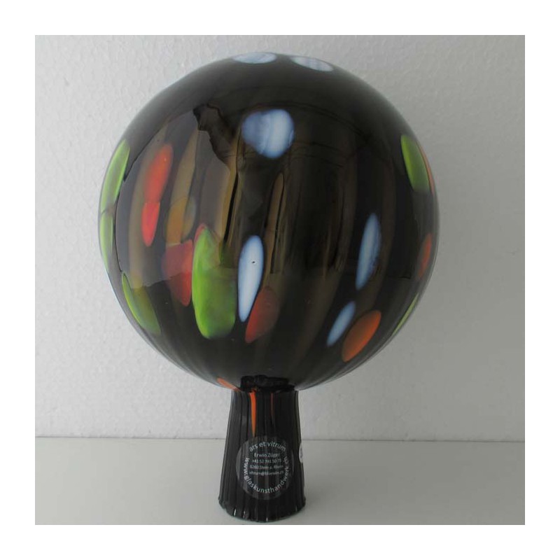 Glas Rosenkugel 15cm Braun mit optischen Streifen ca.150 mm