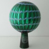 Glas Rosenkugel 12cm Grün mit Farbspirale Weiss