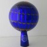Glas Rosenkugel 12cm Blau mit Farbspirale Rot