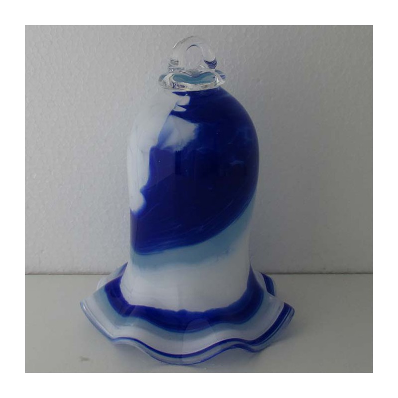 Glas-Glocke 17cm Blau Weiss