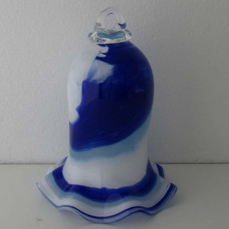 Glas-Glocke 17cm Blau Weiss