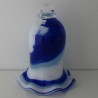 Glas-Glocke 17cm Blau Weiss