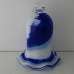 Glas-Glocke 17cm Blau Weiss