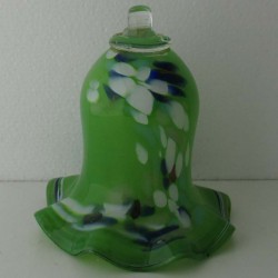 Glas-Glocke 16cm Grün Weiss ohne Pendel